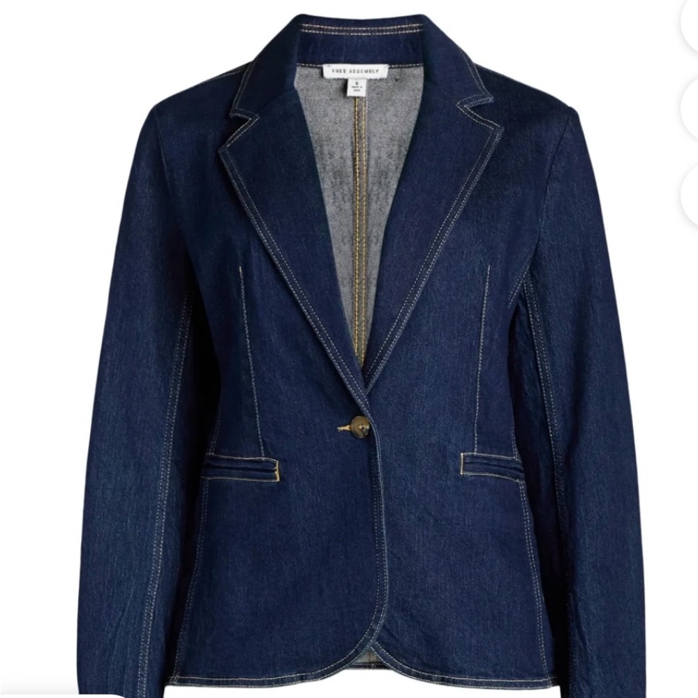 Free Assembly Deep Indigo Wash denim blazer.